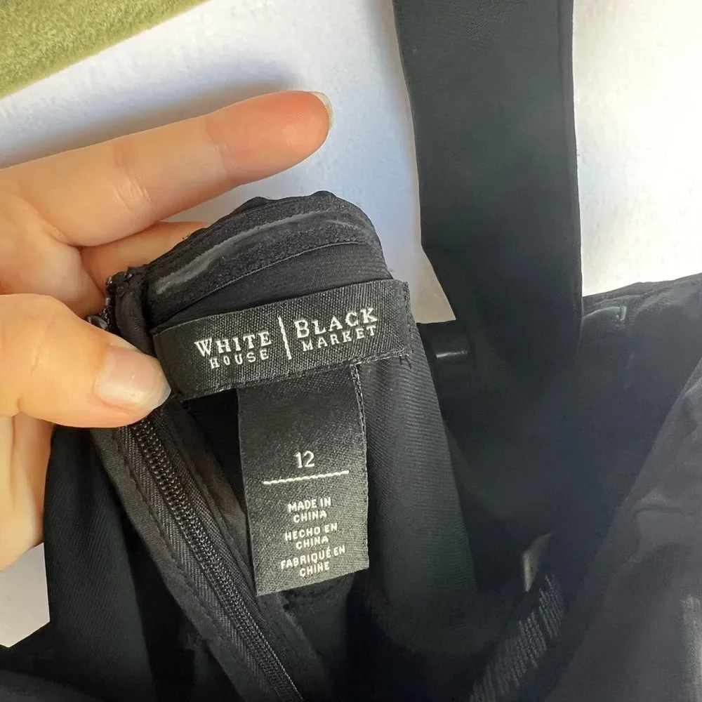 White House black market Black halter evening dress Ruffle dress size 12 - Picture 3 of 7